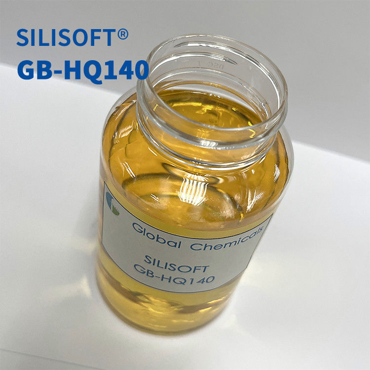 Máy làm mềm silicone hydrophilic màu vàng thấp cho vải bông SILISOFT GB-HQ140 với độ mịn tốt và tay cầm mềm bên trong